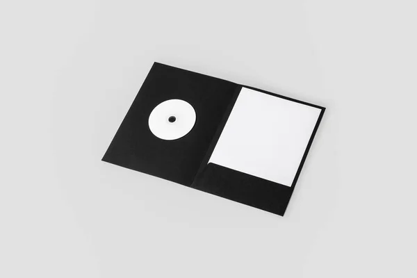 Disk レンダリング レター灰色背景フォルダーに分離された空白企業設定 — ストック写真