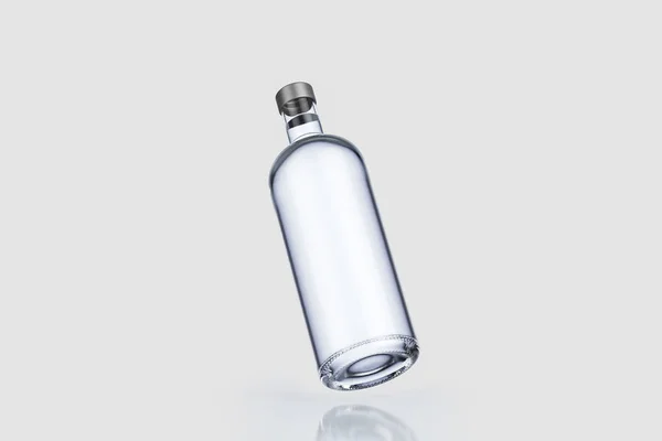 Vodka Fles Met Dop Geïsoleerd Zachte Grijze Achtergrond Mock Rendering — Stockfoto