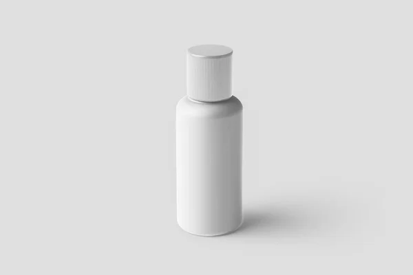 Medicina Botella Plástico Sobre Fondo Gris Suave Botella Plástico Blanco —  Fotos de Stock