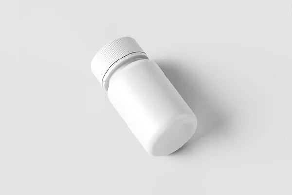 Orvostudomány Műanyag Palack Lágy Szürke Háttér Fehér Műanyag Palack Modell — Stock Fotó