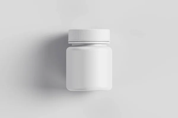 医学ソフト灰色の背景にプラスチック製のボトル ホワイト プラスチック ボトル モックアップ 薬とビタミン 例とテンプレートを分離しました レンダリング — ストック写真