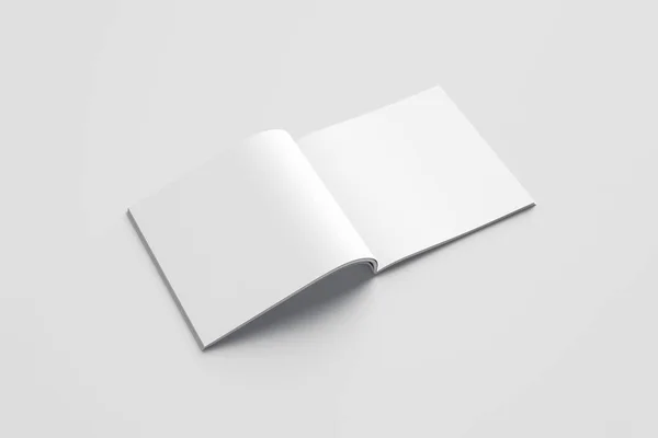 Blank Square Brochure Magazine Mock Fundo Cinza Macio Renderização — Fotografia de Stock