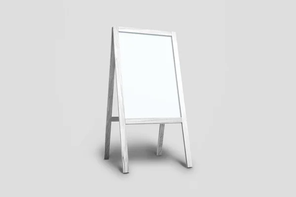 Blank Branco Madeira Livre Publicidade Stand Mock Isolado Fundo Cinza — Fotografia de Stock