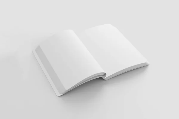 Capa Dura Branco Realista Revista Livro Livreto Folheto Isolado Fundo — Fotografia de Stock