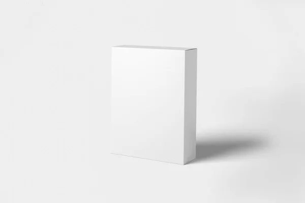 Realistische Wit Lege Kartonnen Doos Geïsoleerd Een Witte Achtergrond Mock — Stockfoto