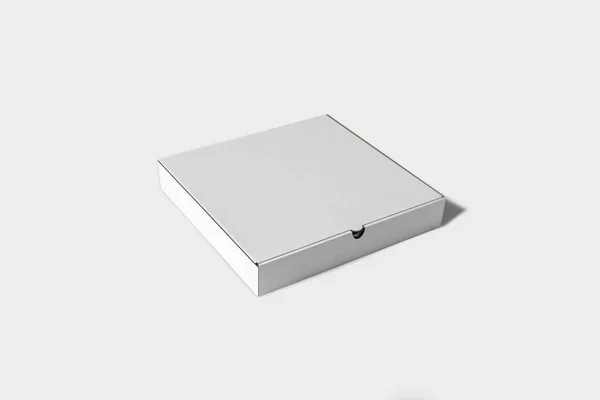 Vit Pizza Box Håna Upp Isolerade Vit Bakgrund Realistisk Rendering — Stockfoto