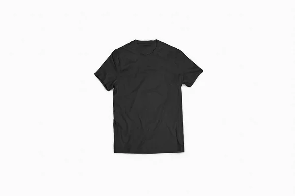 Üres Fekete Pólók Modell Lágy Szürke Háttér Elülső Kilátás Készen — Stock Fotó