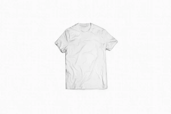 Blank White T-Shirts Mock-up on soft gray background, front view. Ready to replace your design.High resolution photo.