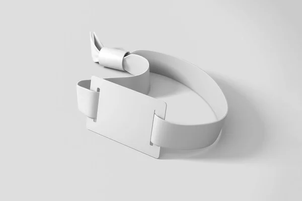 Realistic White Wristband Mock Isolated Soft Gray Background Rendering — Stock Photo, Image