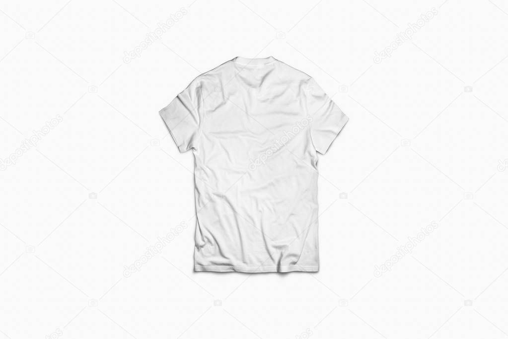Blank White T-Shirts Mock-up on soft gray background,back view. Ready to replace your design.High resolution photo.