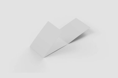 Üç A5/A4 sayfaları broşür kitapçık path.3d işleme kırpma ile yumuşak gri arka plan üzerinde boş panelli