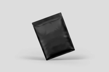 Boş ambalaj poşet izole kırpma yolu ile beyaz arka plan üzerinde. Poşet gıda, tıbbi ya da kozmetik için temizleyin. 3D render.