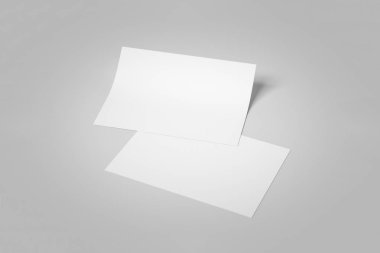 Boş kağıt broşür alay kadar yumuşak gölgeler ve vurguları olan yumuşak gri arka plan üzerinde. Açık kat broşürü. 3D render