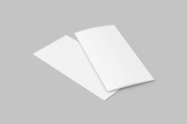 Boş kağıt broşür alay kadar yumuşak gölgeler ve vurguları olan yumuşak gri arka plan üzerinde. Açık kat broşürü. 3D render