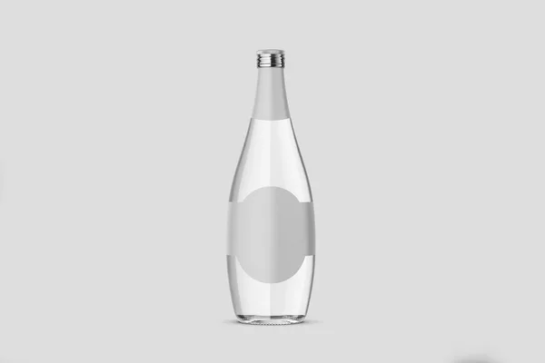 Wasserflaschen Attrappe Isoliert Auf Weichem Grau Leeres Etikett Darstellung — Stockfoto