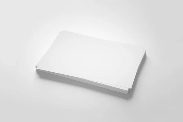 Blank Paper Brochure Mock Soft Gray Background Soft Shadows Highlights — Stock Photo, Image