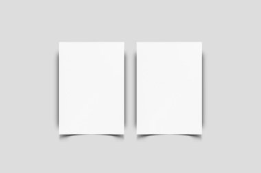 Kağıt alay beyaz yaprak. Beyaz arka plan üzerinde izole yumuşak gölgeler ile A4 biçiminin gerçekçi boş kağıt Not şablonu. 3D render.