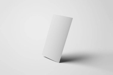 DL el ilanı Mock-Up. Yumuşak gri arka plan üzerinde boş el ilanı. 3D render.