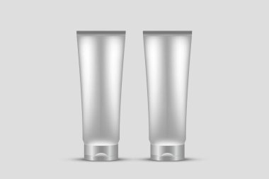 Kozmetik beyaz plastik tüp izole yumuşak gri arka plan üzerinde. Sahte Up.an marka ve tasarım için kullanılır. 3D render