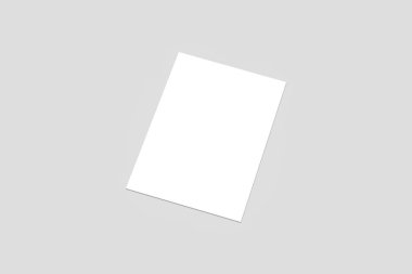 Boş kağıt broşür alay kadar yumuşak gölgeler ve vurguları olan yumuşak gri arka plan üzerinde. Açık kat broşürü. 3D render