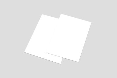 Boş kağıt broşür alay kadar yumuşak gölgeler ve vurguları olan yumuşak gri arka plan üzerinde. Açık kat broşürü. 3D render