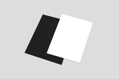 Boş kağıt broşür alay kadar yumuşak gölgeler ve vurguları olan yumuşak gri arka plan üzerinde. Açık kat broşürü. 3D render