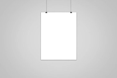 Boş Poster alay kadar yumuşak gri duvar. 3D render.