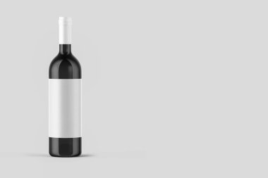 Şarap şişesi Mock-Up yumuşak gri arka plan üzerinde izole. Boş Label.High çözünürlük fotoğraf.