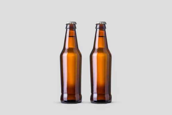 Μπύρα Μπουκάλι Mock Απομονώνονται Απαλό Γκρι Φόντο Φωτογραφία Υψηλής Ανάλυσης — Φωτογραφία Αρχείου