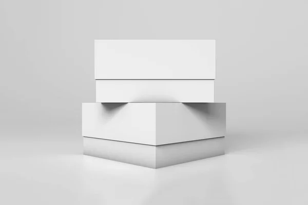 Twee Witte Kartonnen Doosjes Mock Leeg Pakket Boxes Rendering — Stockfoto