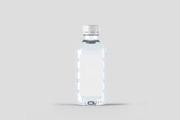 Plastic Bottle Pure Water Blank Tag Soft Gray Background Rendering — Stock Photo, Image