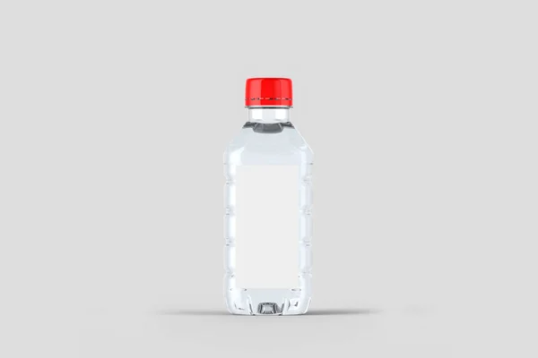 Plastic Bottle Pure Water Blank Tag Soft Gray Background Rendering — Stock Photo, Image
