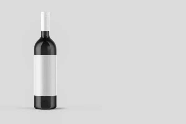 Víno Láhev Mock Izolované Měkké Šedé Pozadí Prázdné Label High — Stock fotografie