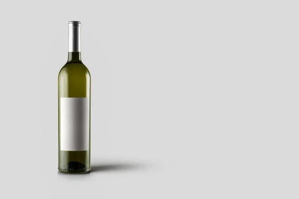 Weinflaschen Attrappe Isoliert Auf Weichem Grauen Hintergrund Leere Beschriftung Foto — Stockfoto