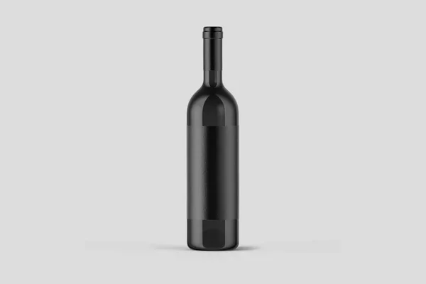 Vin Flaska Mock Isolerade Mjuk Grå Bakgrund Tom Label High — Stockfoto