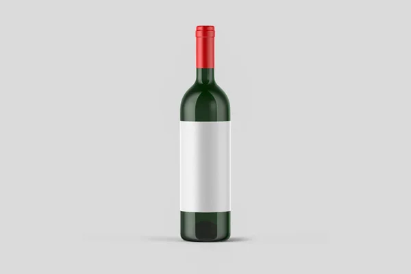 Vinflaske Mock Isolert Myk Grå Bakgrunn Blank Label High Resolution – stockfoto