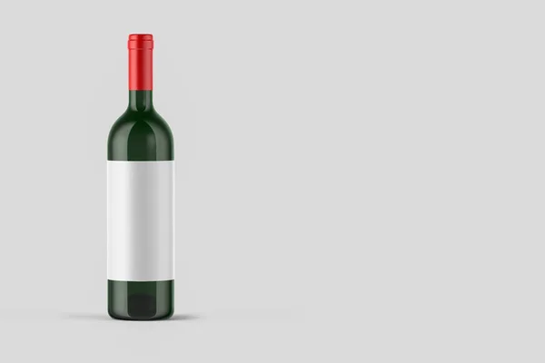 Botella Vino Mock Aislado Sobre Fondo Gris Suave Etiqueta Blanco — Foto de Stock