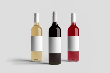 Şarap şişesi Mock-Up yumuşak gri arka plan üzerinde izole. Boş Label.High çözünürlük fotoğraf.