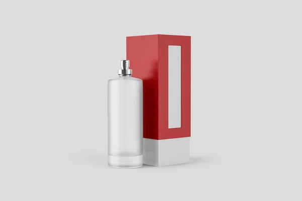 Parfymflaska Med Förpackning Box Mock Upp Rendering Håna Upp Mallen — Stockfoto