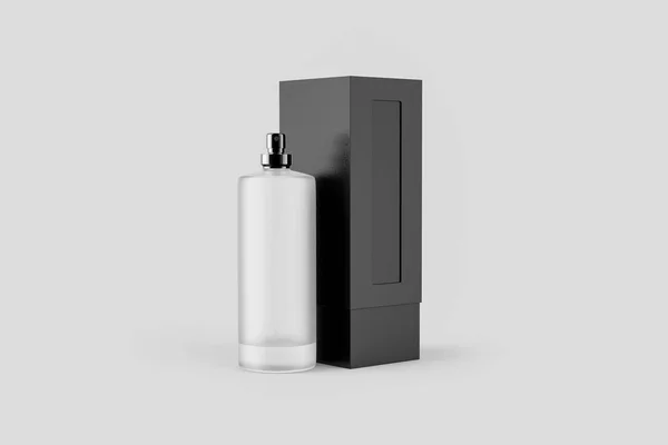Frasco Perfume Com Caixa Embalagem Mock Renderização Modelo Mock Pronto — Fotografia de Stock