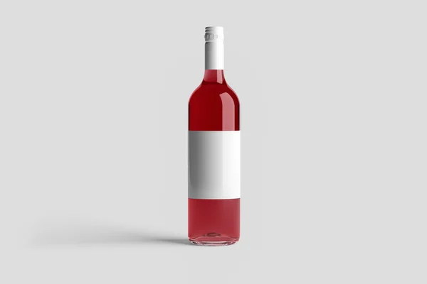 Κρασί Μπουκάλι Mock Απομονώνονται Απαλό Γκρι Φόντο Κενό Label High — Φωτογραφία Αρχείου