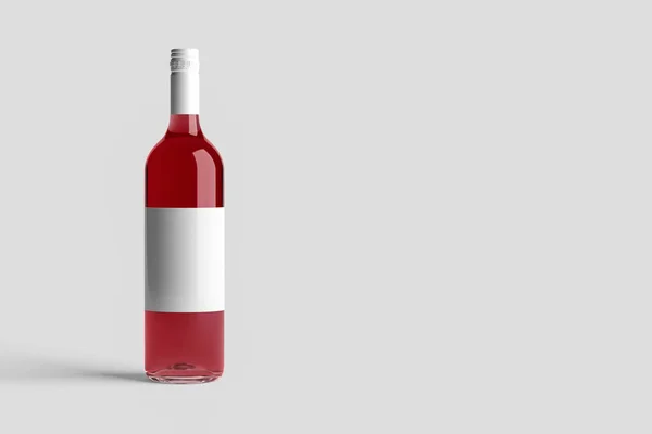 酒瓶模型隔离在柔软的灰色背景 空白标签 高分辨率照片 — 图库照片