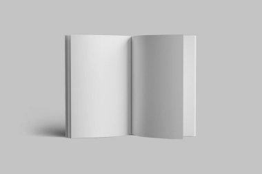 Dergi, kitap, kitapçık, beyaz arka plan üzerinde izole broşür gerçekçi boş sert kapak. Şablon hazır tasarımınız için alay. 3D render.