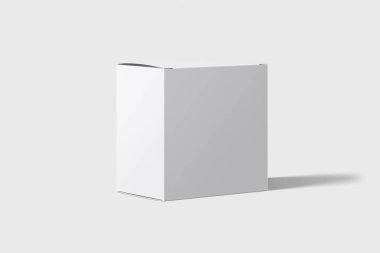 Gerçekçi beyaz boş karton beyaz arka plan üzerinde izole kutular. Mock-up kolay değişiklik renklere. Tasarımınız için hazır. 3D render.