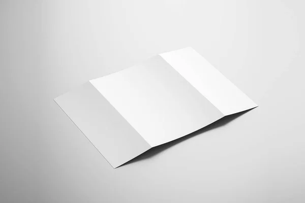 Blanco Papieren Brochure Mock Zachte Grijze Achtergrond Met Zachte Schaduwen — Stockfoto