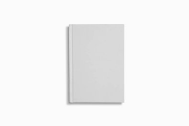 Ciltli kitap şablon boş kitap mockup tasarım anlamları, 3d render için. Boş gri kitap kapağı yumuşak gri arka plan üzerinde. Kırpma yolu ile izole.