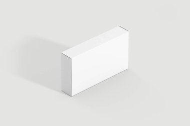 Boş Beyaz Ürün Paketi Kutusu Mock-up. Konteyner, Beyaz arka planda Ambalaj Şablonu