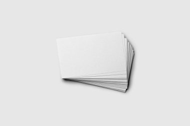 Kartvizitler yığını. Marka kimlik için şablon. Yumuşak gri arka planda yalıtılmış. 3D işlenmiş boş ad kartları yığını