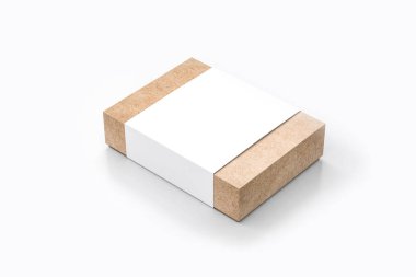 3d Craft Kağıt Hediye Kutusu mock-up yumuşak gri arka plan izole.