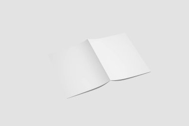 Mock up ve sunum tasarımı için A4 broşür boş beyaz şablon.3d illüstrasyon